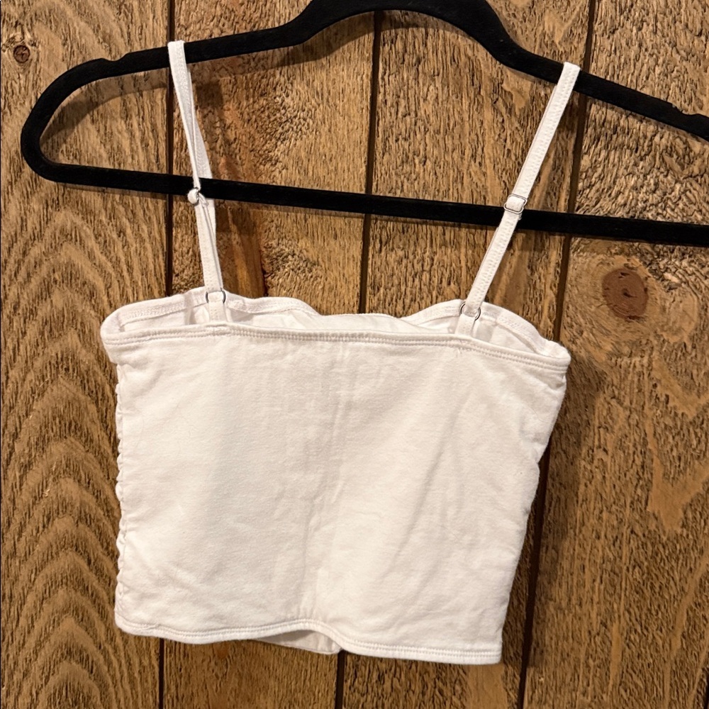 Hollister White Ruched Crop Top~Small - Picture 3 of 9